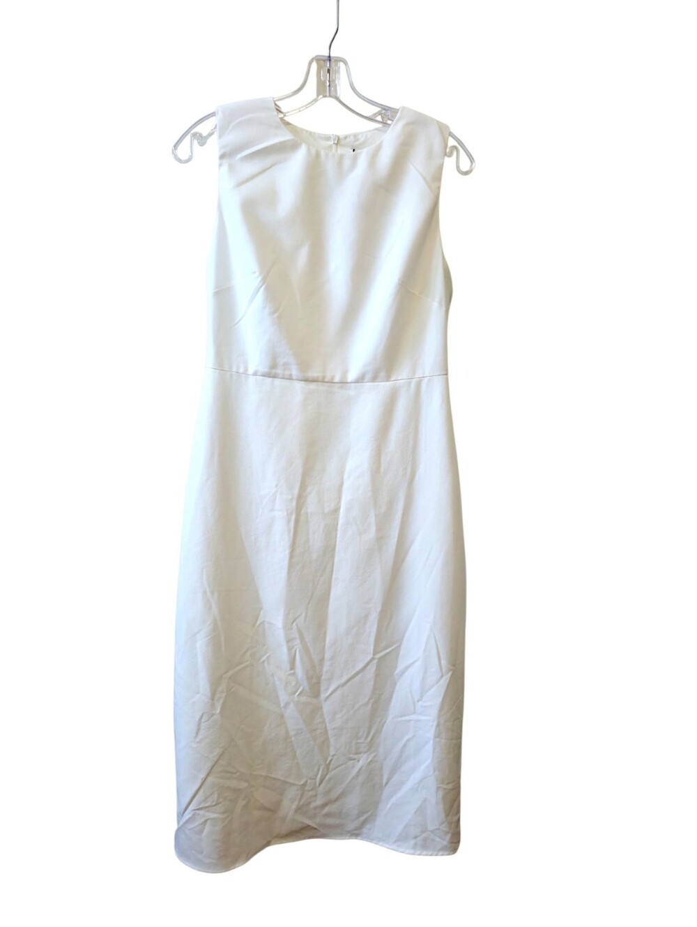 Commense NWT Linen Blend Sleeveless Midi Sheath Dress Ivory Minimalist Size M